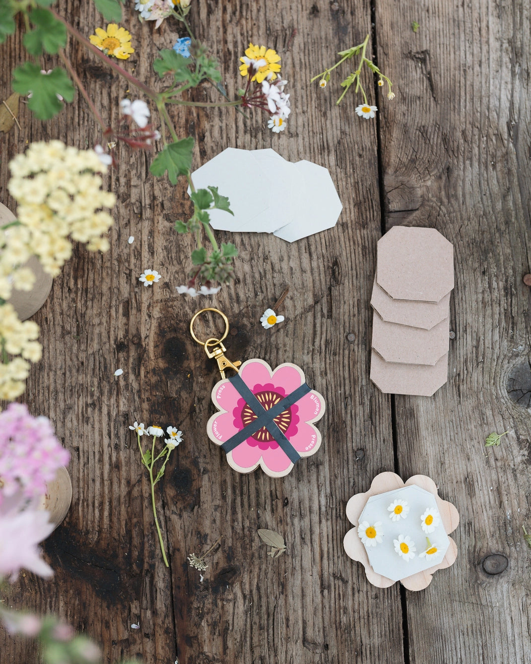 Keyring Flower Press | Assorted Colours + Designs - Warm Gift Shop