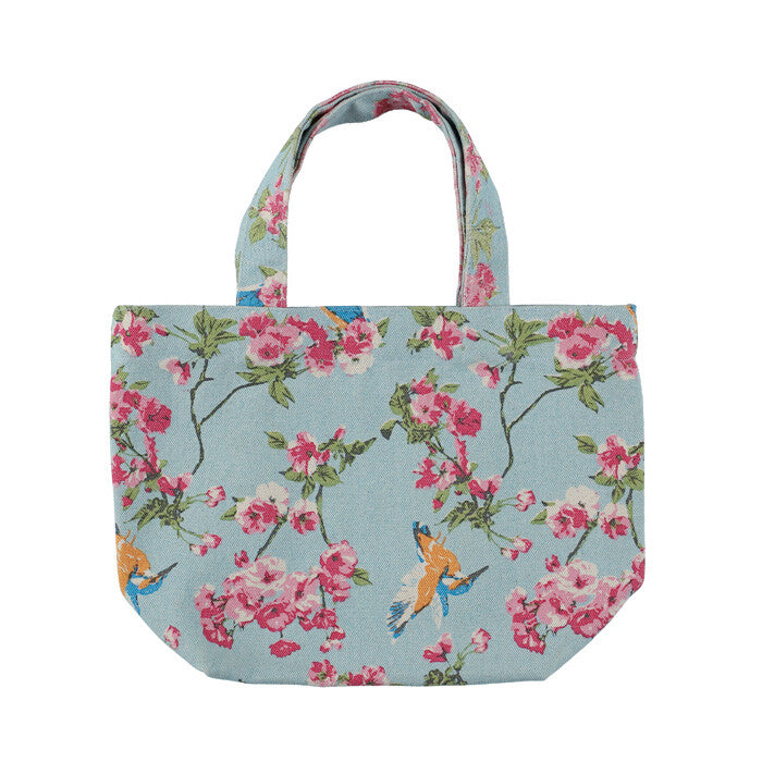 Mini Tote Bag | Pink Floral with Birds - Warm Gift Shop