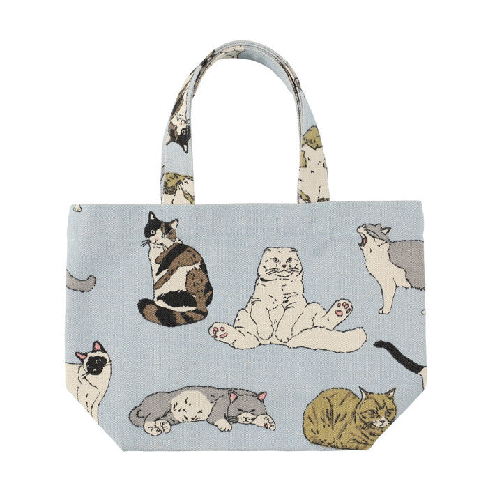 Mini Tote Bag | Cats on Blue - Warm Gift Shop