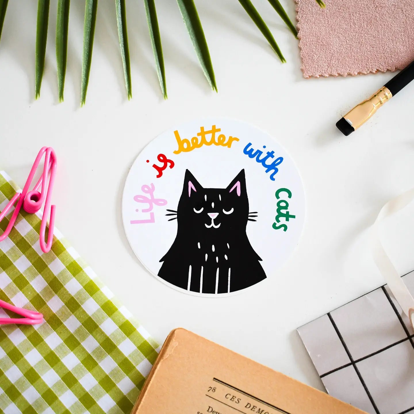 Black Cat Life is Better With Cats Sticker