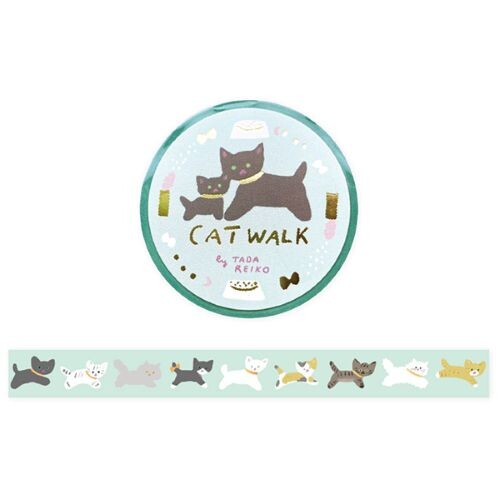 Washi Tape | Gold Foiled Cat Walk