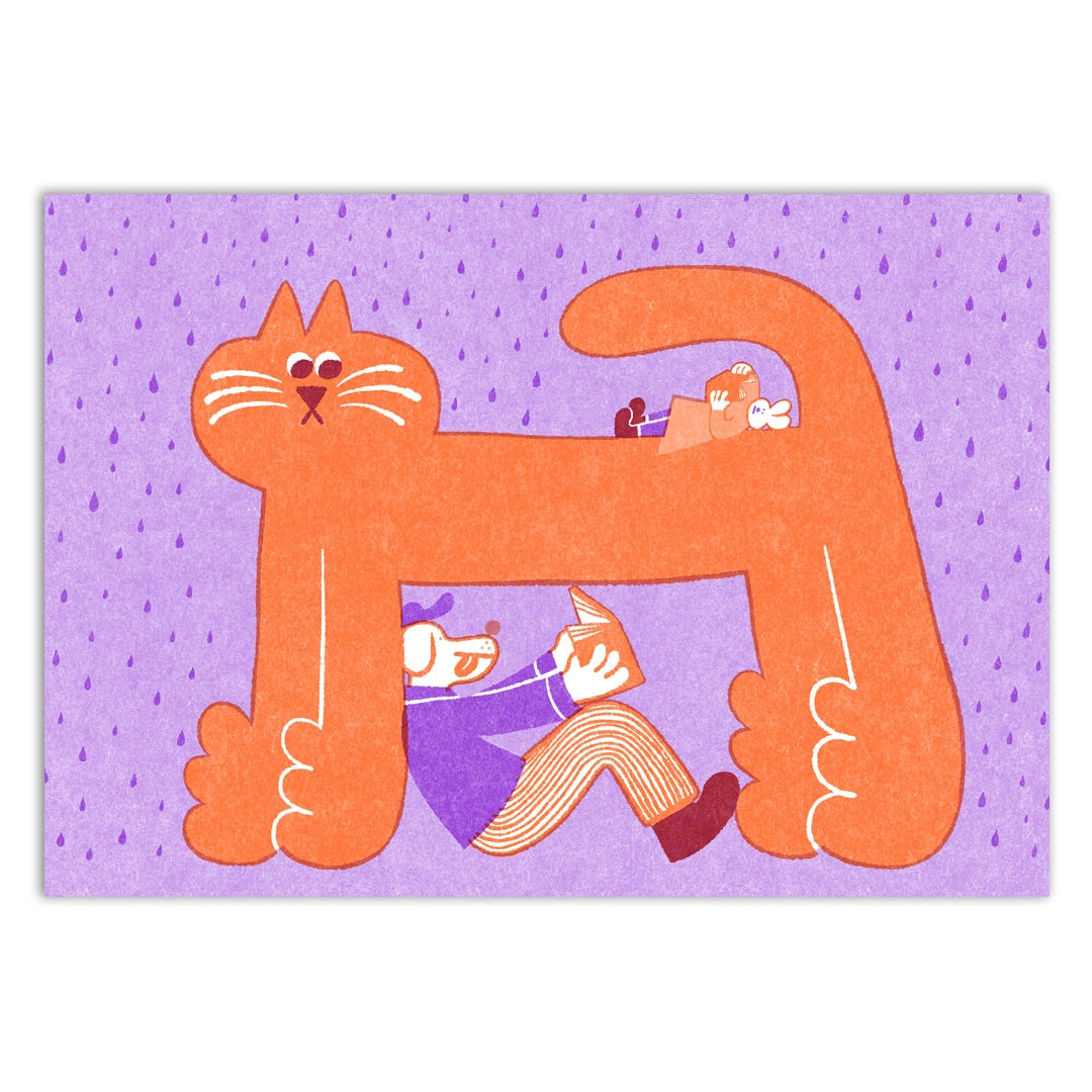 Rainy Day Reading Cat | Blank Card
