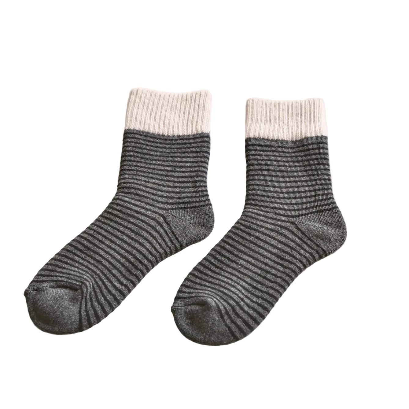 Striped Cotton Socks | Gray + Black
