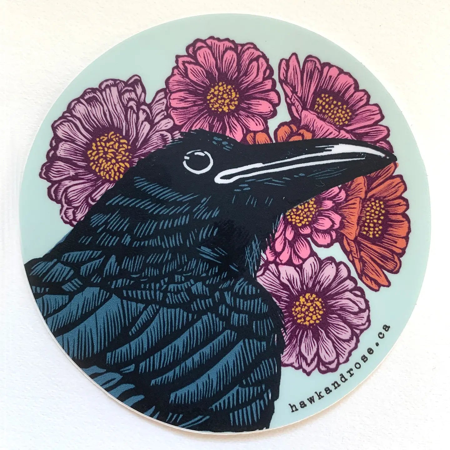 Vintage Floral Raven Sticker