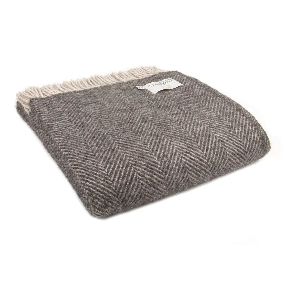 Herringbone Wool Blanket | Charcoal + Silver