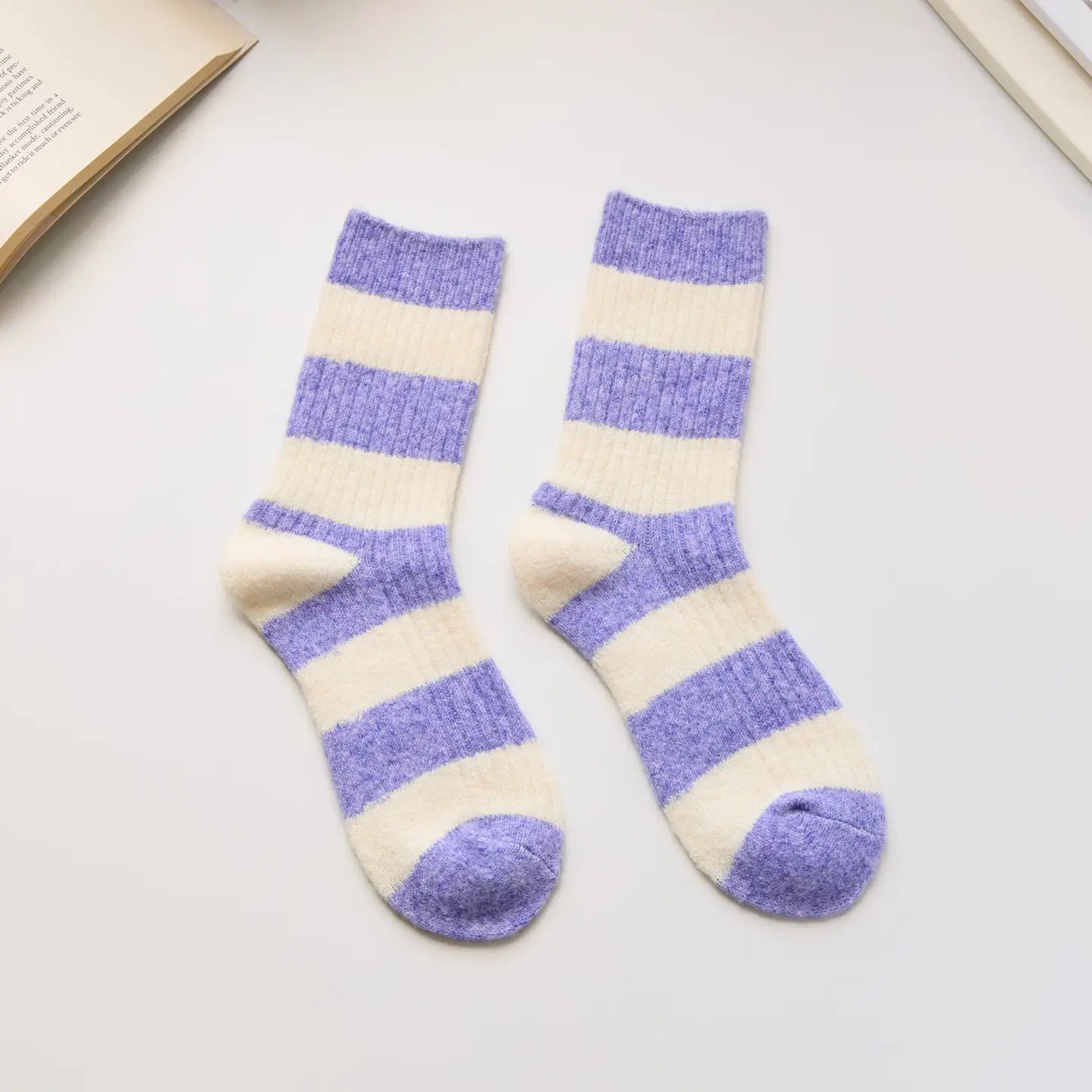Cashmere Stripe Socks | Blue