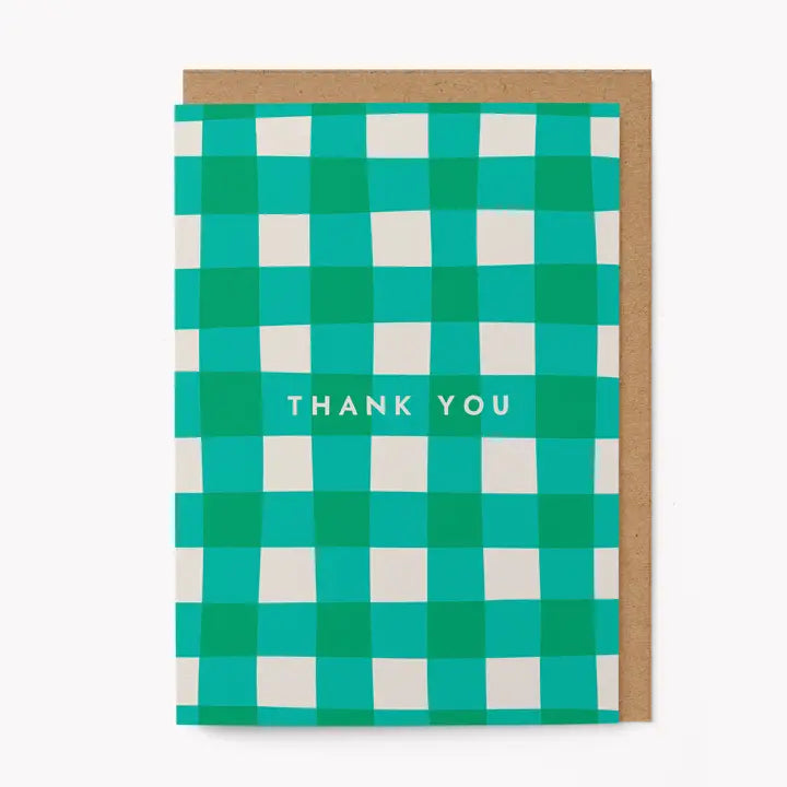 Green Gingham | Thank You Card