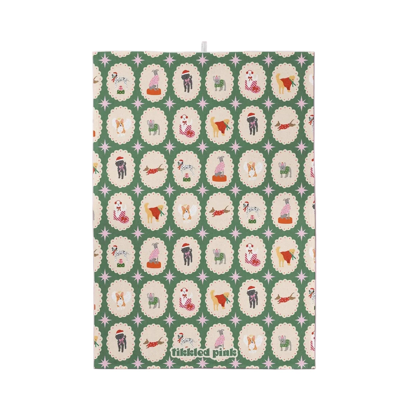 Christmas Dogs Tea Towel