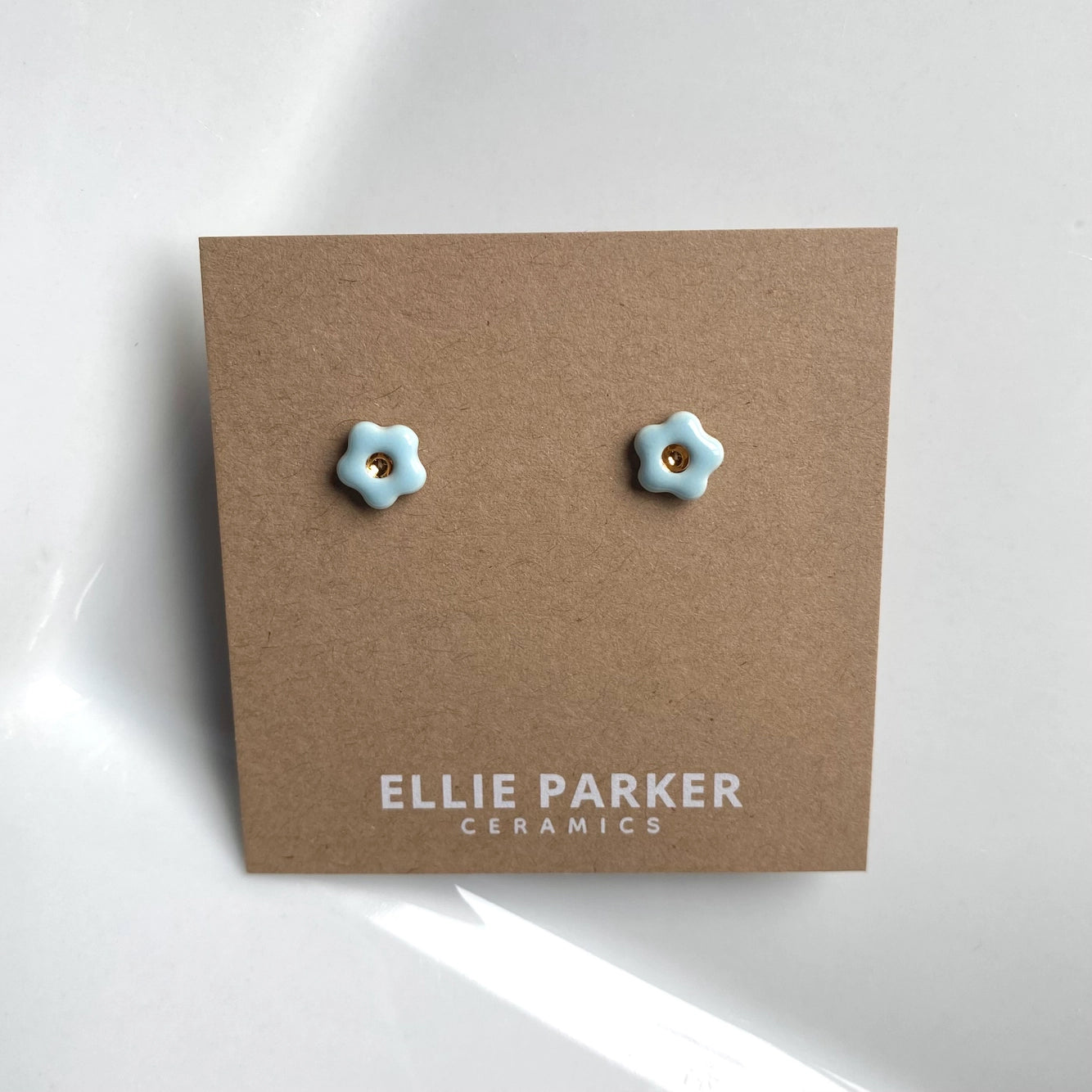 Ceramic Stud Earrings | Sky Blue Flowers