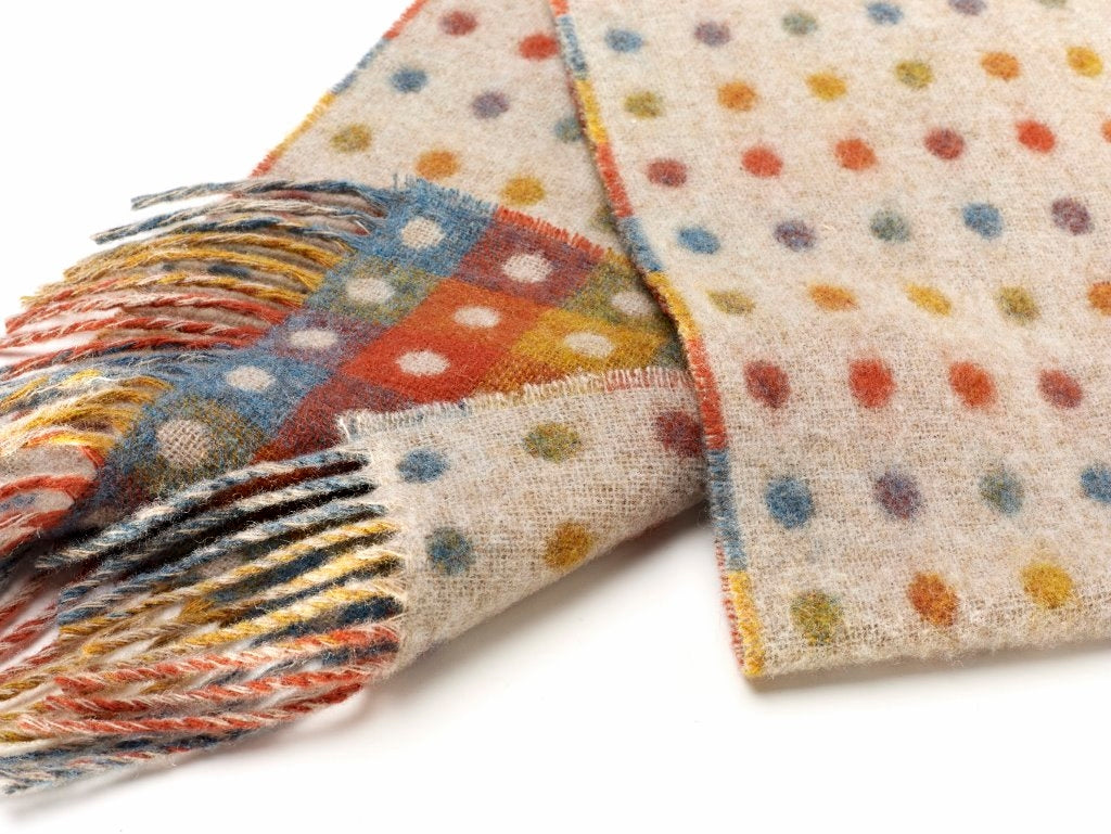 Bronte Moon | Spot Check Scarf Beige Multi - Warm Gift Shop