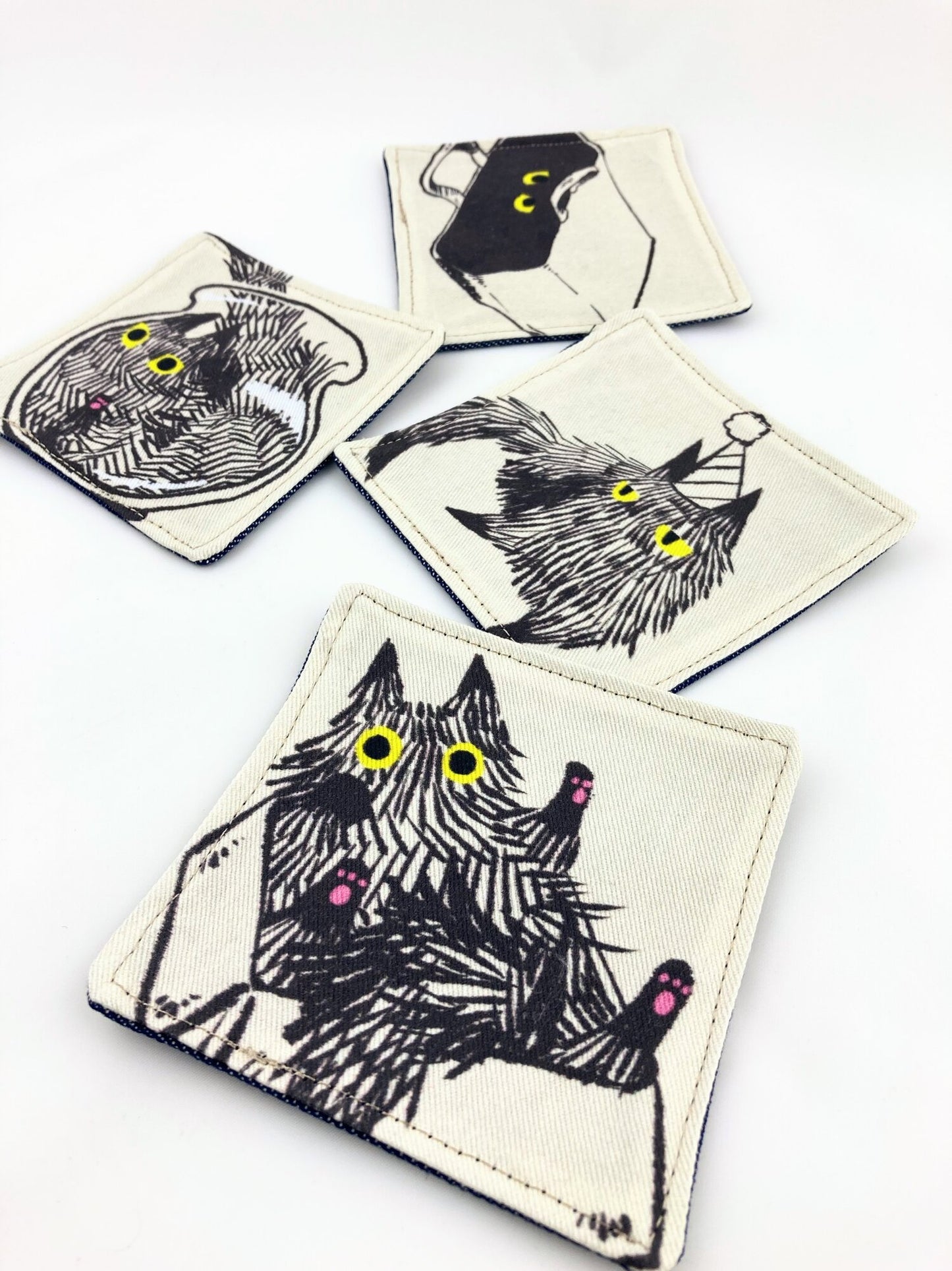 Black Fluffy Cat Coaster