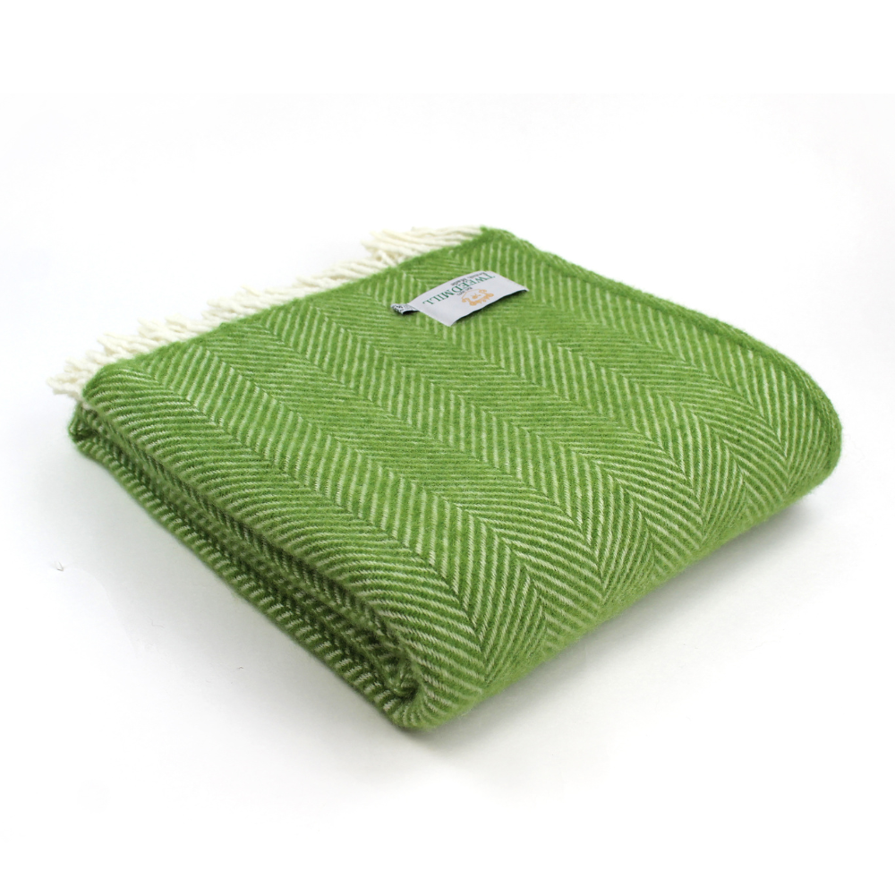 Fishbone Wool Blanket | Kiwi Green