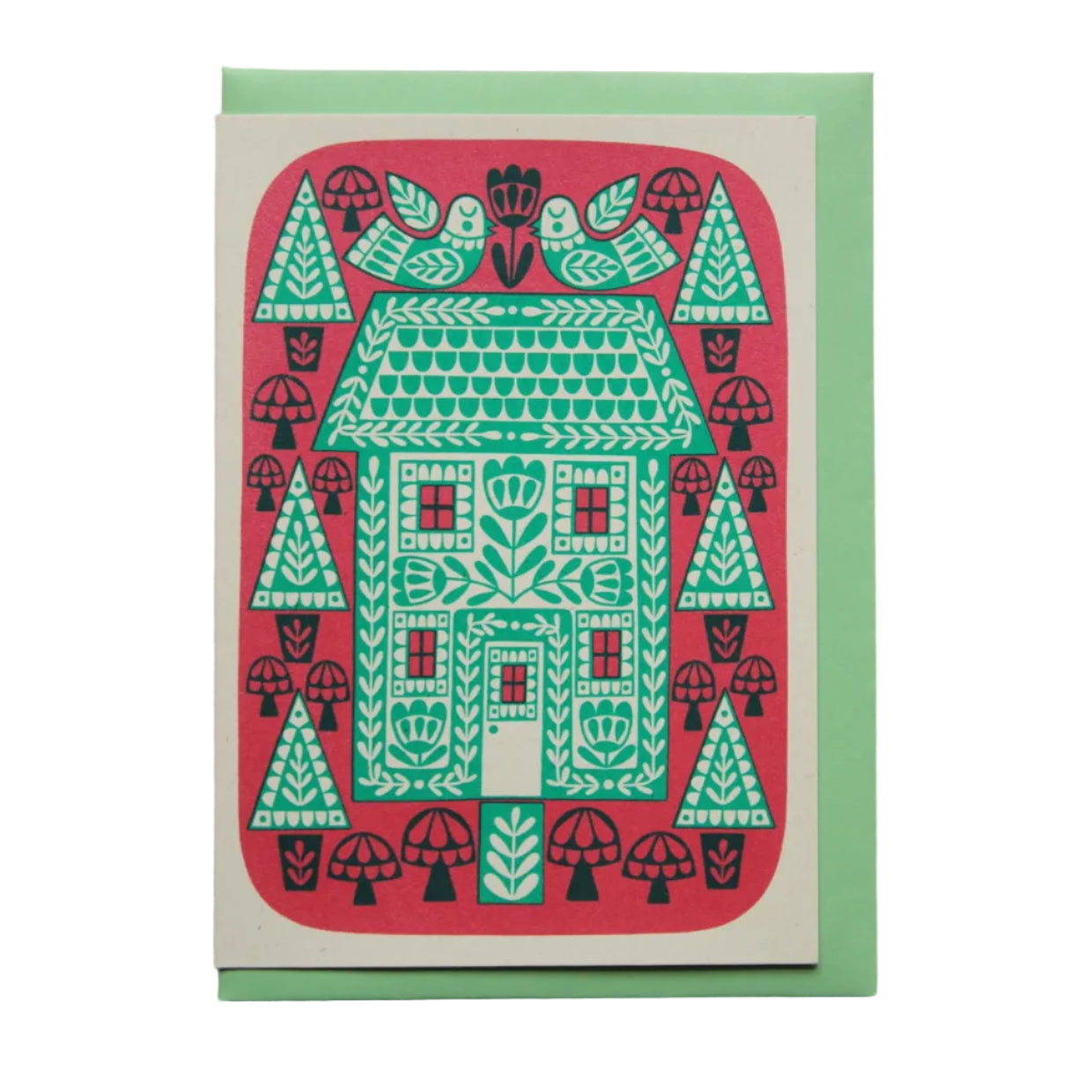 Green Folk House | Blank Card