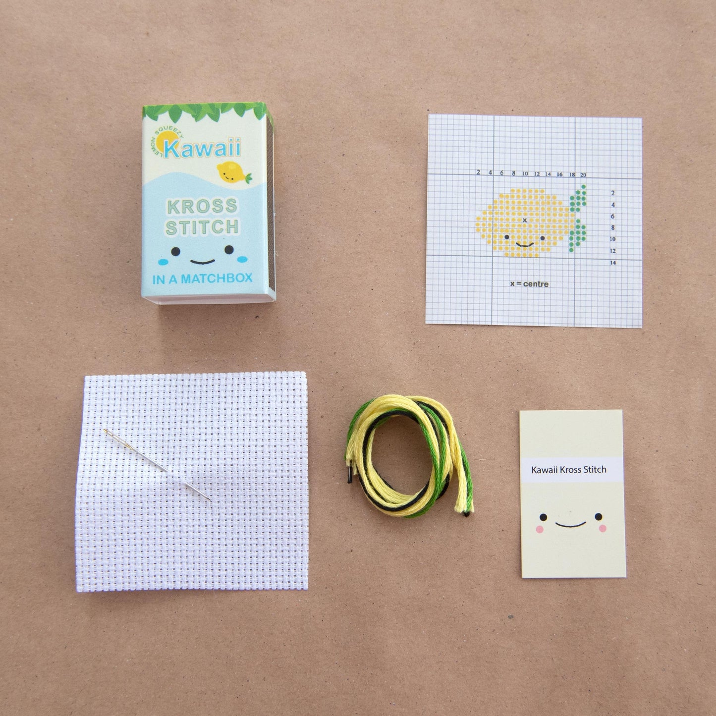 In A Matchbox | Kawaii Mini Cross Stitch Kit Lemon - Warm Gift Shop