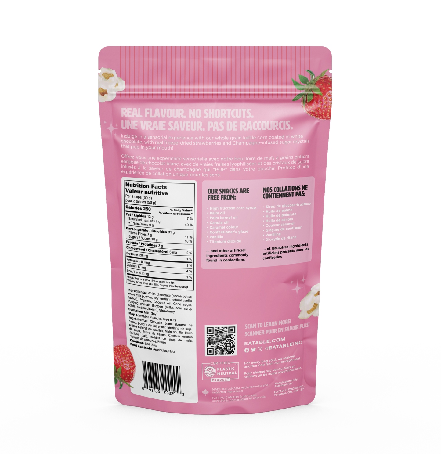 Strawberries + Champagne Popcorn