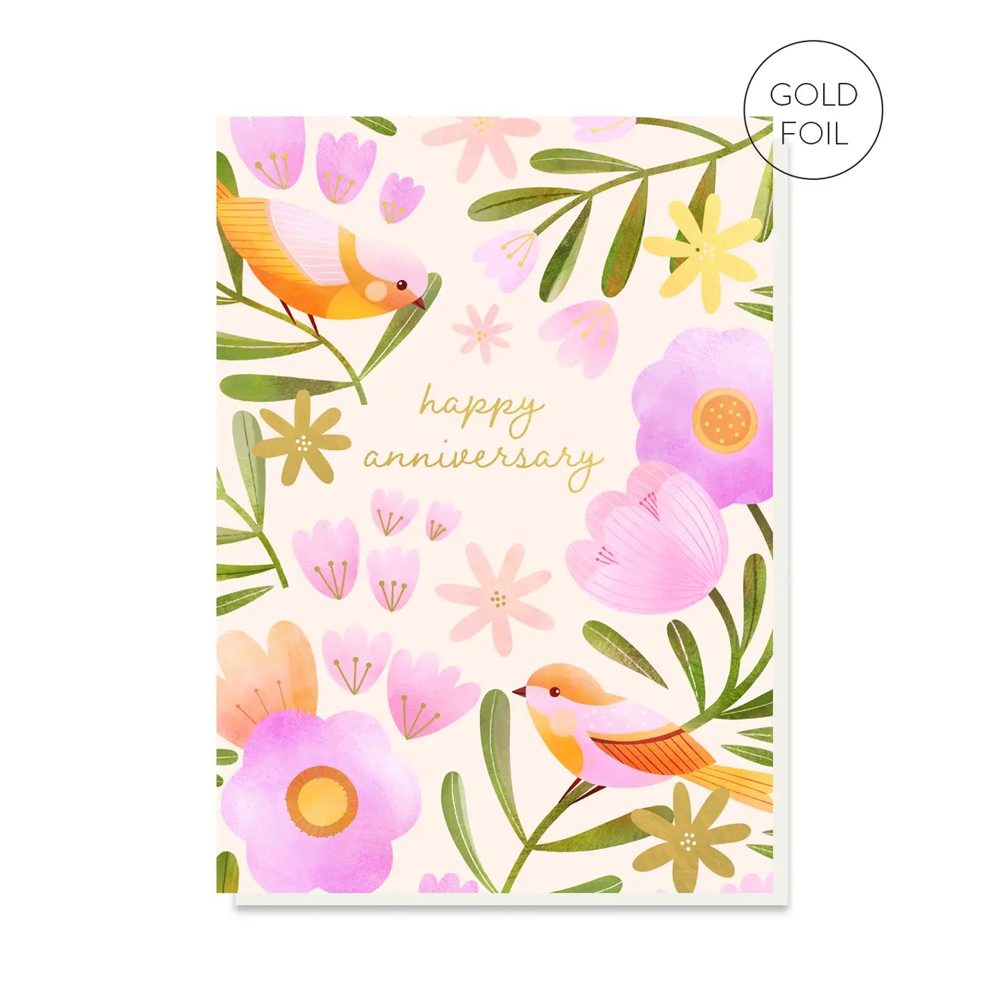 Pink Love Birds | Anniversary Card