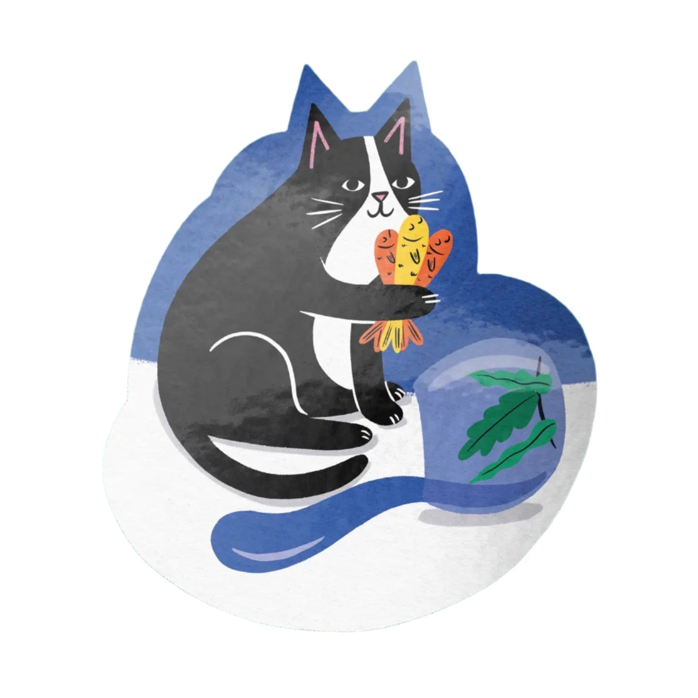 Cat With Bouquet Sticker