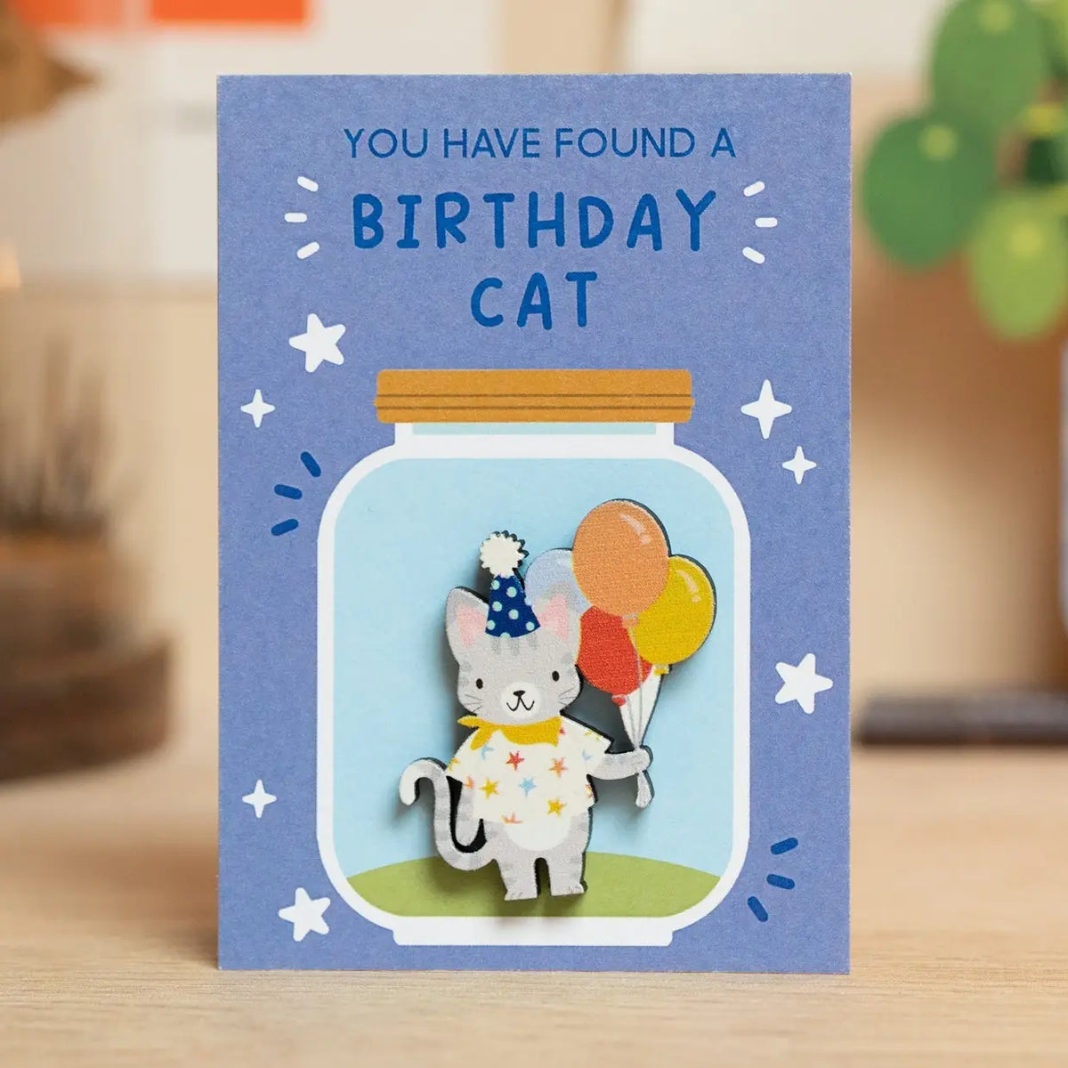 Wooden Pin | Birthday Cat