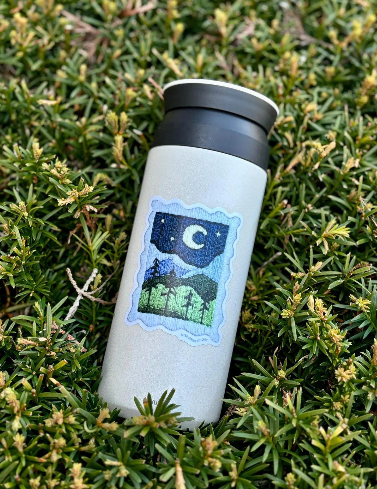 Starry Night Postage Stamp Sticker