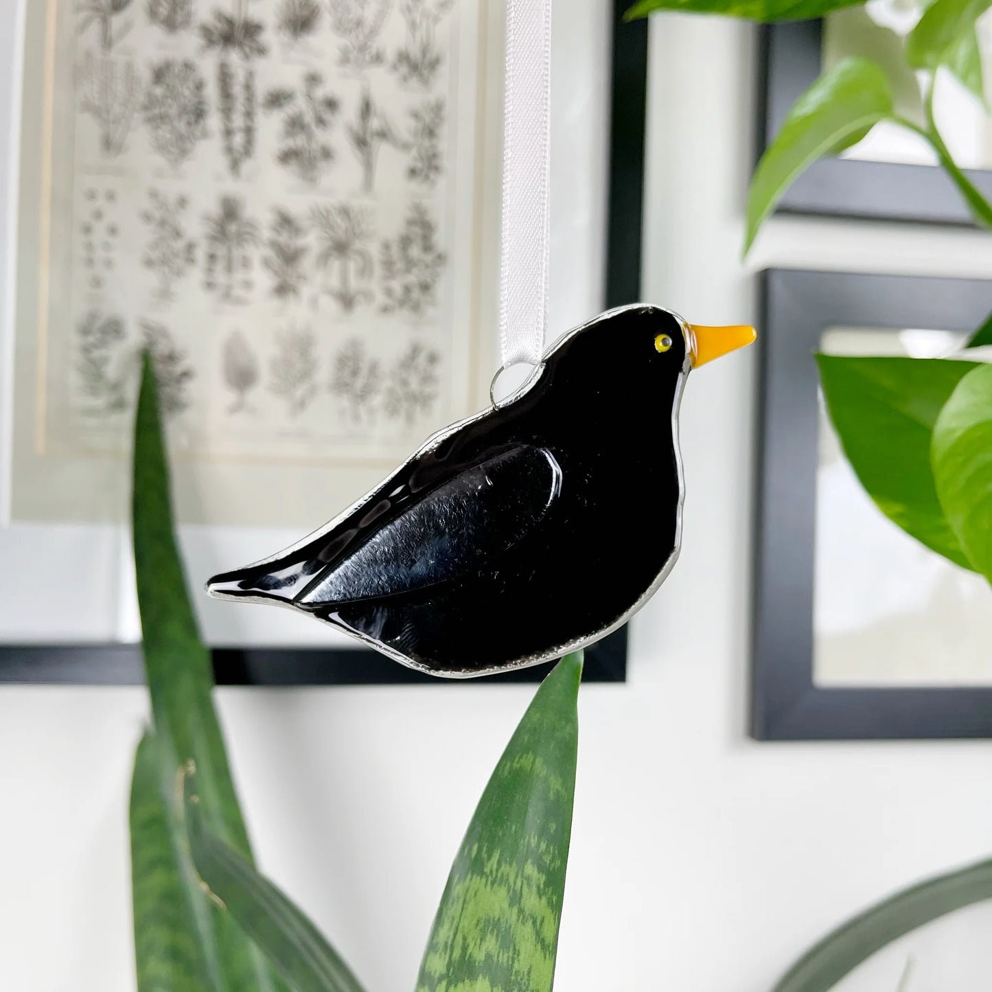 Blackbird Fused Glass Decoration