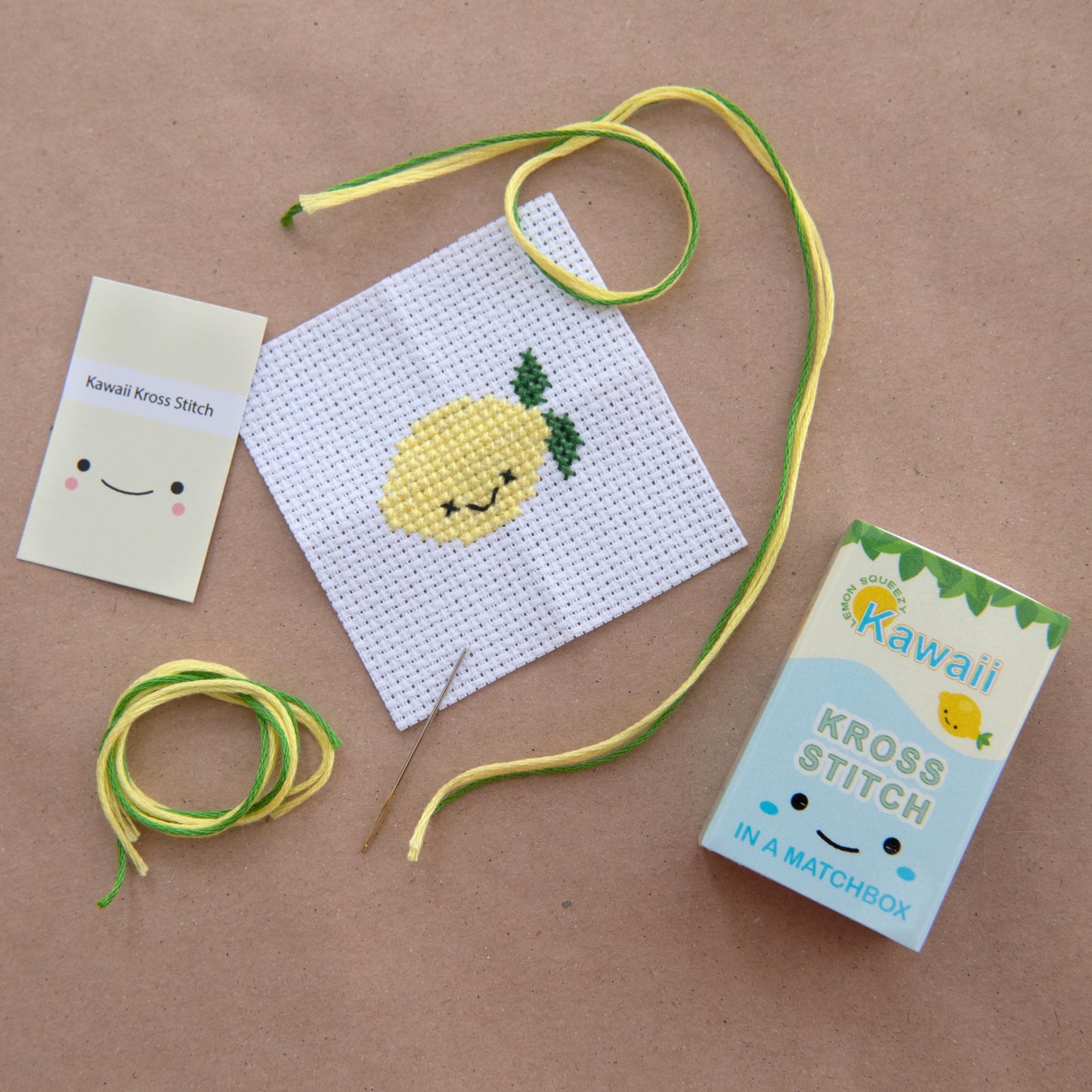 In A Matchbox | Kawaii Mini Cross Stitch Kit Lemon - Warm Gift Shop