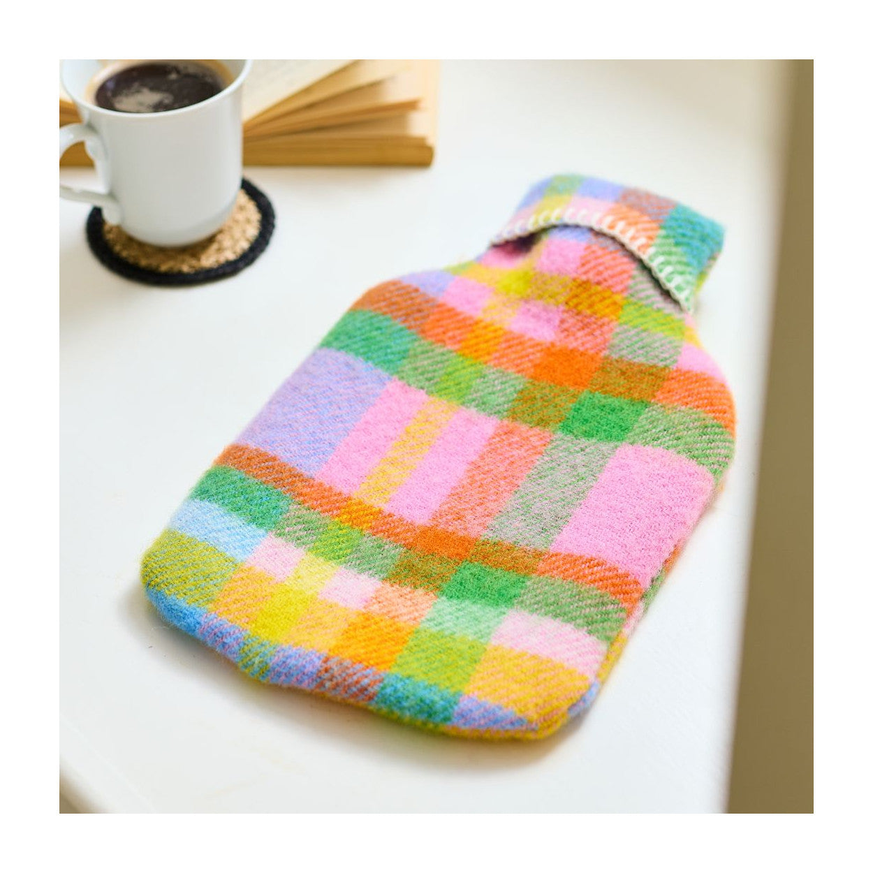 Rainbow Grey Stripe Hot Water Bottle Cover