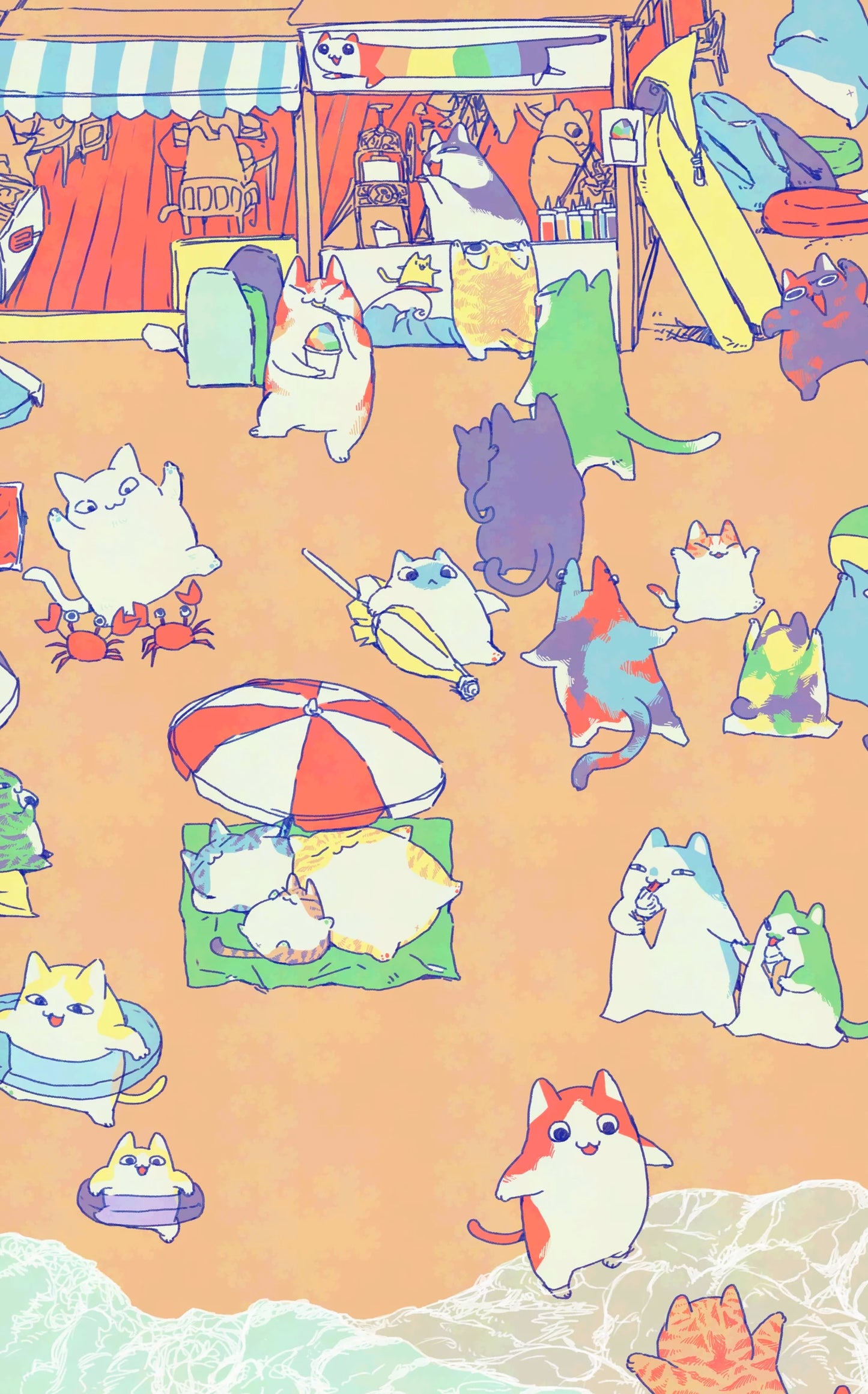 Tea Towel | Beach Cats