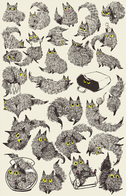 Tea Towel | Black and Fluffy Cat