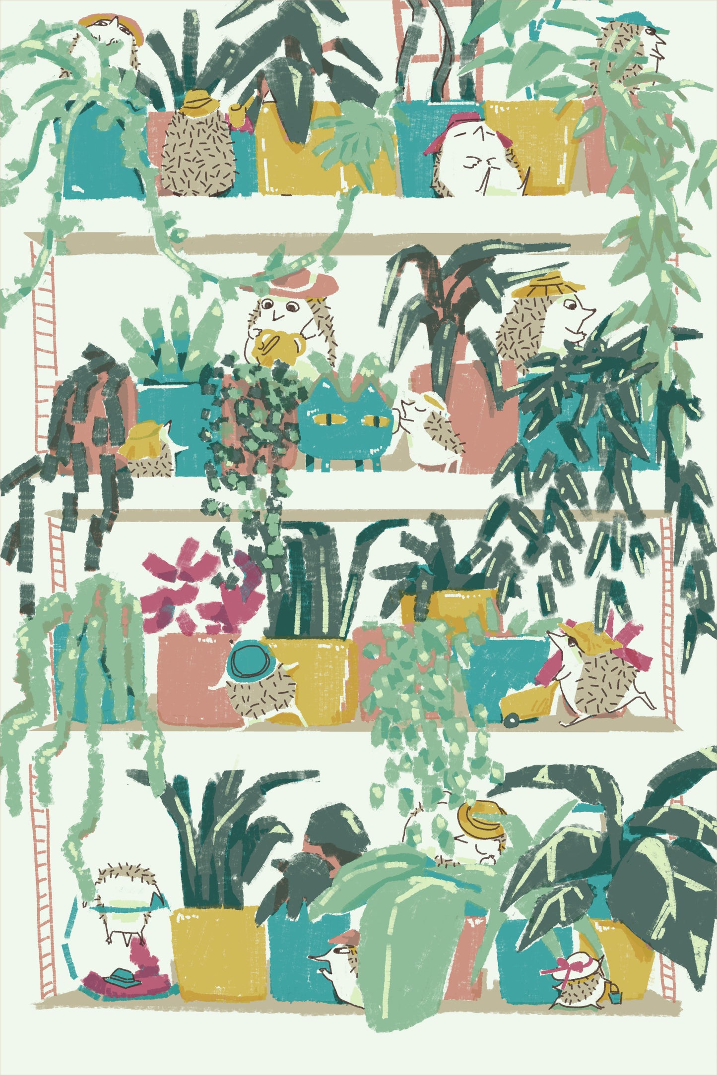 Tea Towel | Hedgehog Gardeners