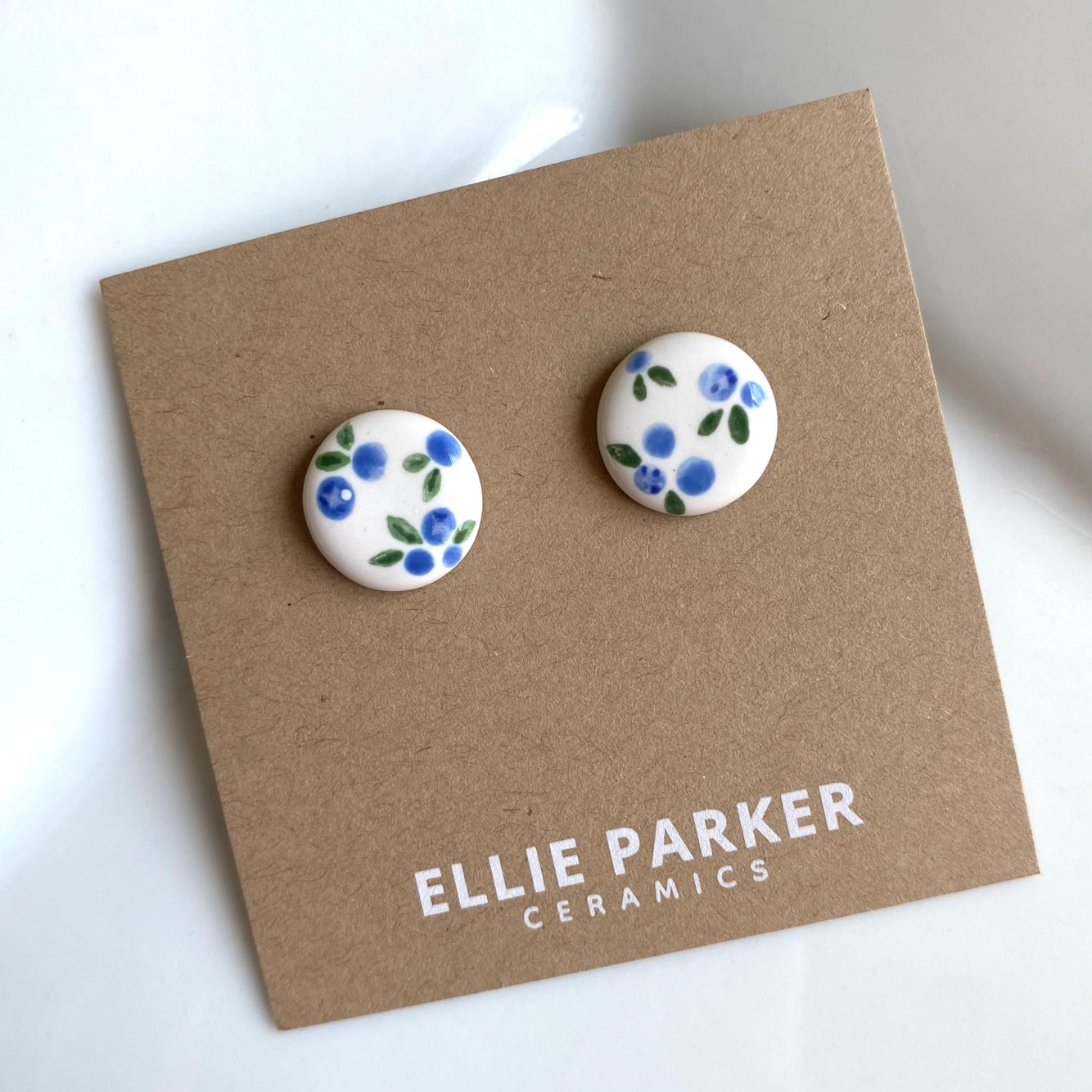 Ceramic Stud Earrings | Summer Gardener Blueberry - Warm Gift Shop