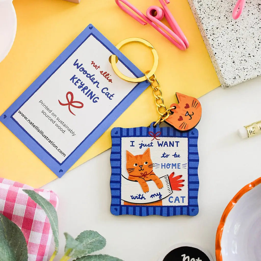 Wooden Keychain | Home With My Cat