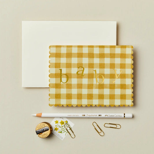 Mustard Gingham | New Baby Card