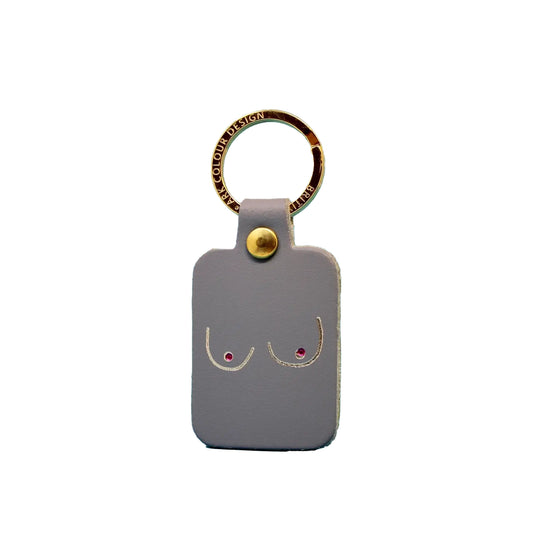Boob Leather Keychain | Lilac Grey