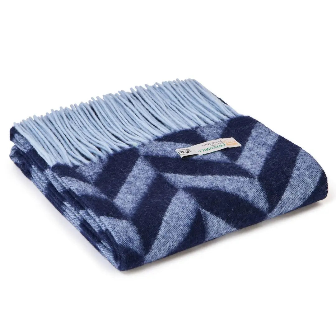 Chunky Herringbone Scarf | Navy + Powder Blue
