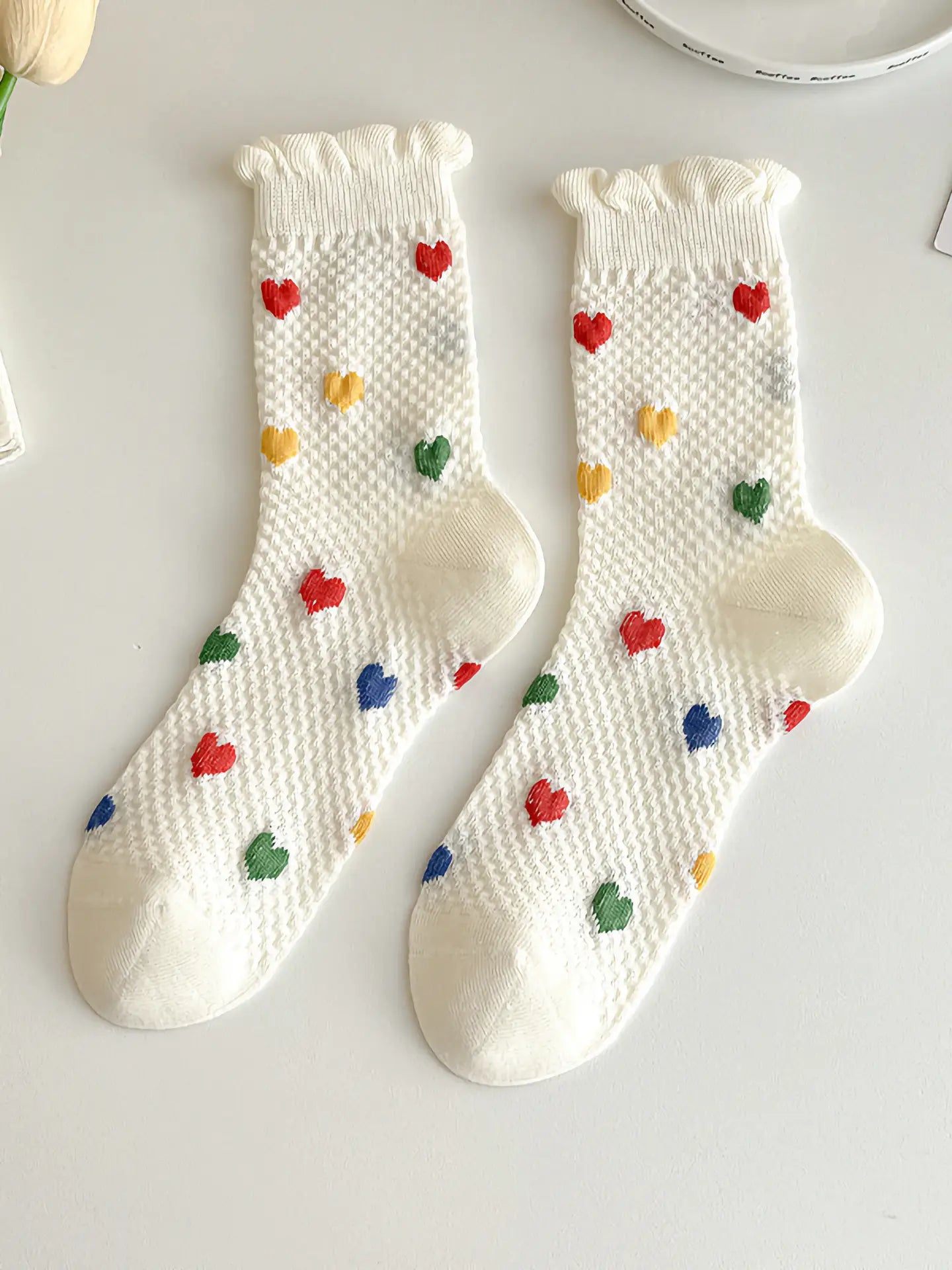 Cute Heart + Polka Dot Cotton Socks