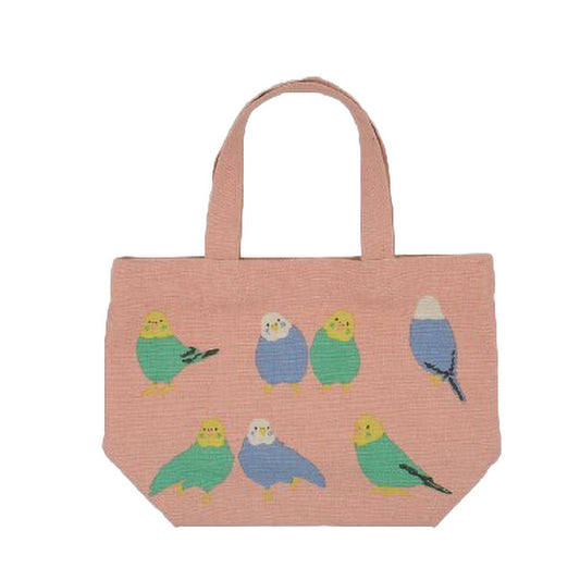 Mini Tote Bag | Budgies on Pink