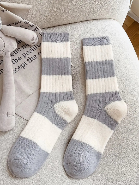 Striped Warm Socks | Grey