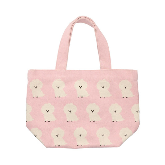 Mini Tote Bag | Puppies on Pink