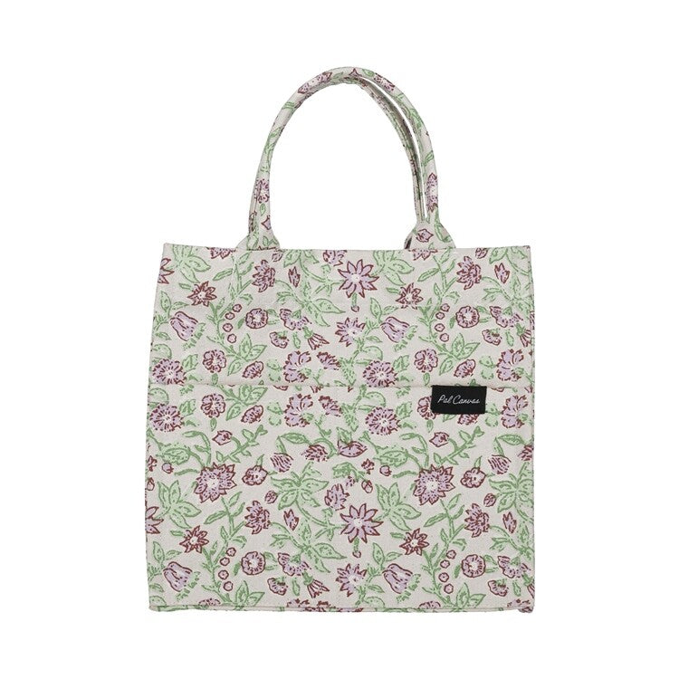 Square Tote Bag | Purple + Green Floral