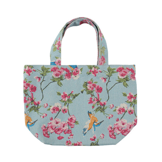 Mini Tote Bag | Pink Floral with Birds - Warm Gift Shop