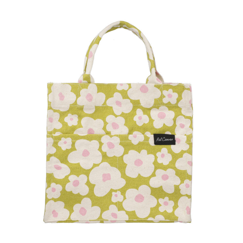 Square Tote Bag | Green Daisies