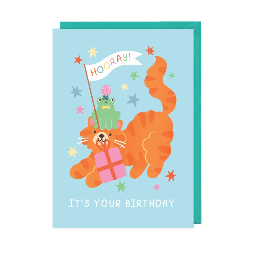 Hooray Cat + Frog | Birthday Card