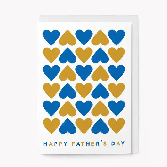 Blue + Gold Hearts | Father's Day Card