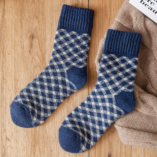 Thick Wool Socks | Blue Plaid