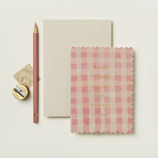 Pink Gingham | Birthday Card