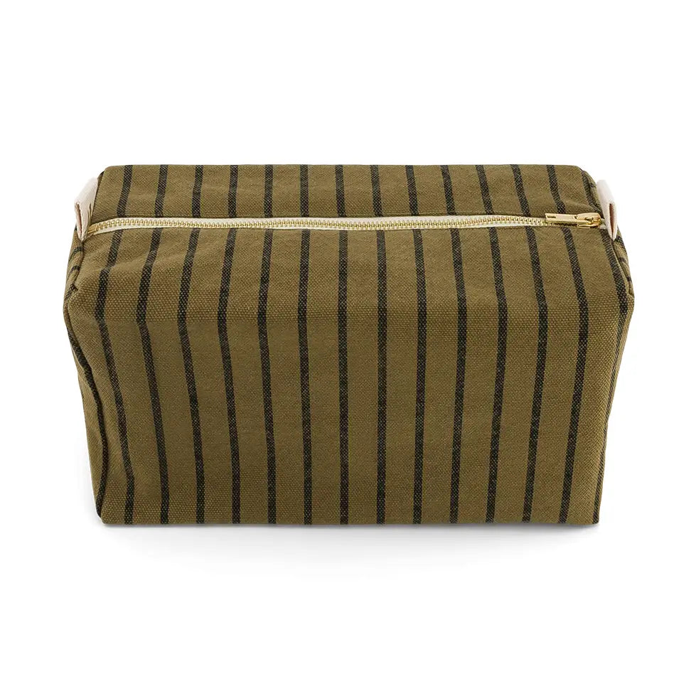 Toiletry Bag | Black + Olive Stripe