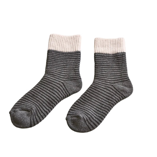 Striped Cotton Socks | Gray + Black