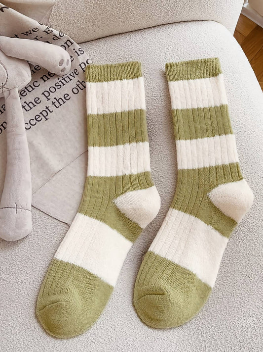 Striped Warm Socks | Green