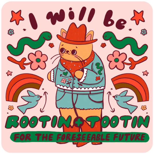 Rootin' and Tooting' Cat Sticker