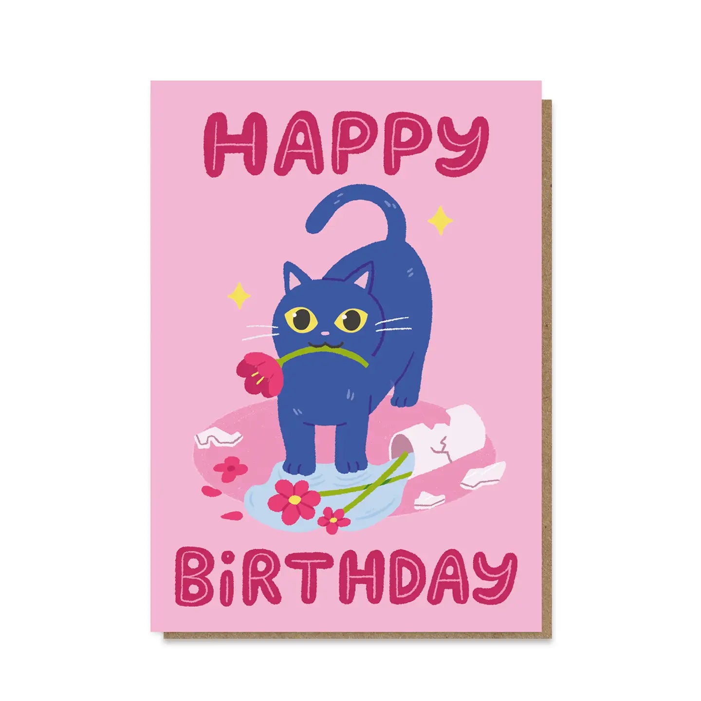 Cat and Flowers | Birthday Card - Warm Gift Shop
